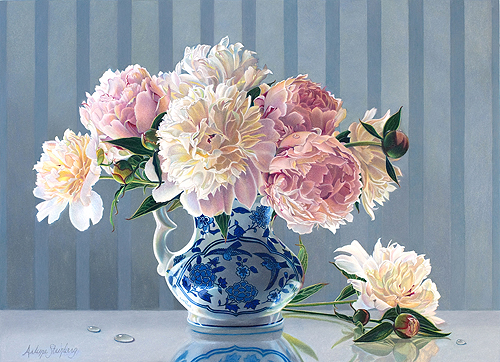 "And One for Her" Colored Pencil, 20" x 14"by artist Arlene Steinberg. See her portfolio by visiting www.ArtsyShark.com 