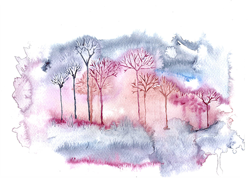 soft watercolor painting of a landscape